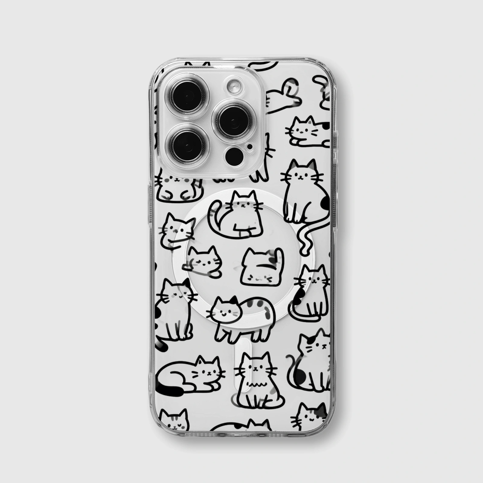 Minimalist Cat Line Art MagSafe iPhone Case for Cat Lovers