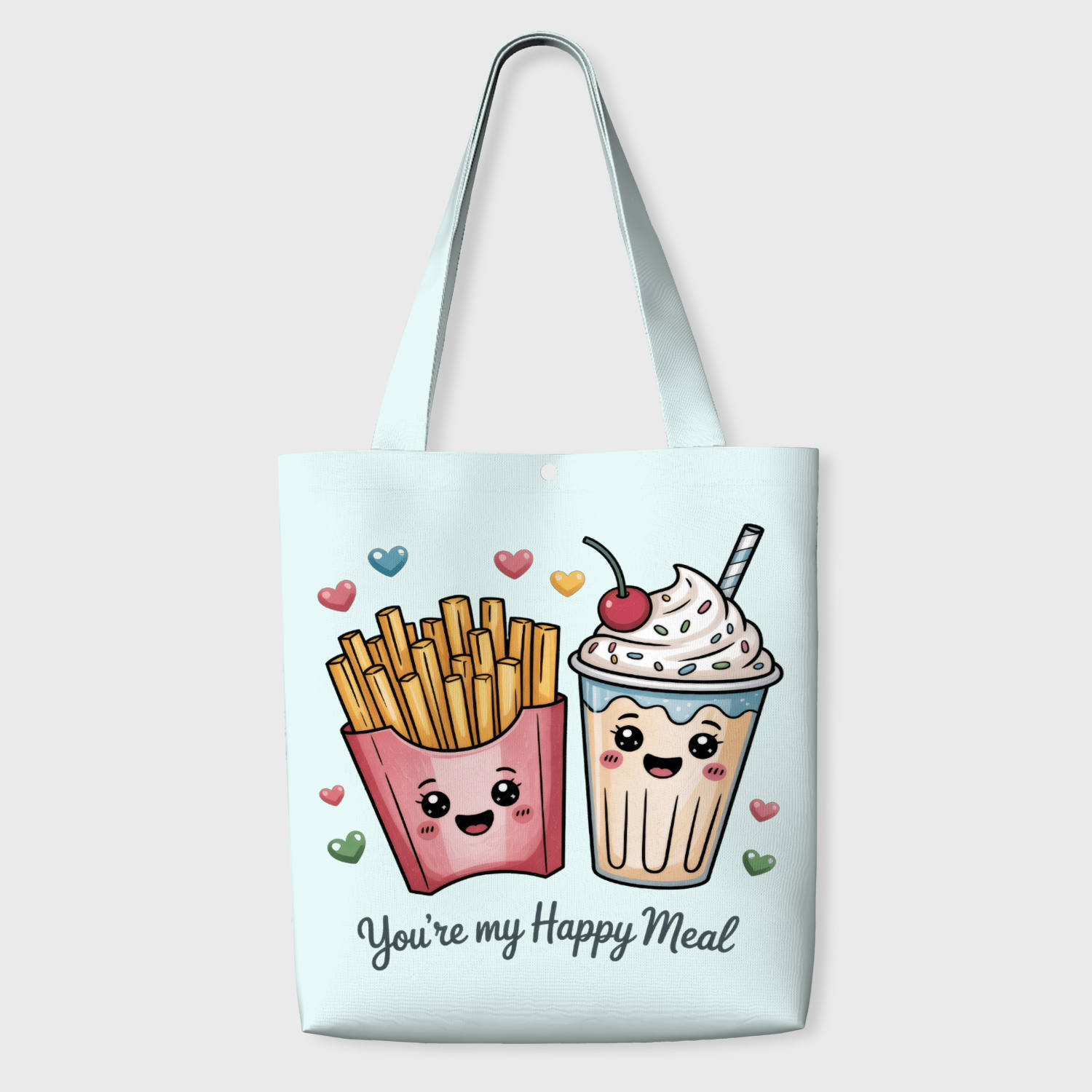 Cute Food Cartoon Tote Bag for Couples Valentine Gift Daily Use