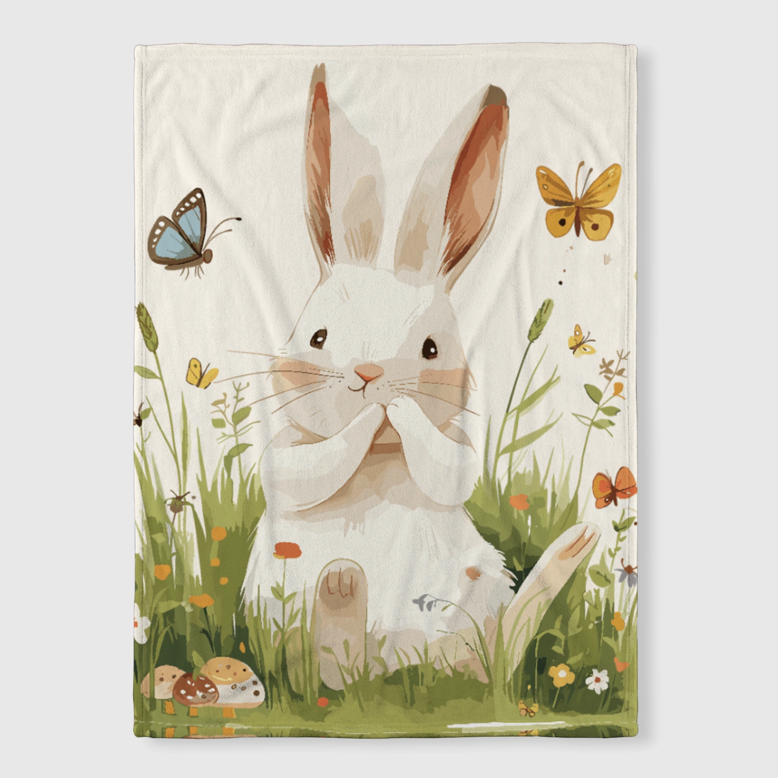 Cute Bunny Garden Fleece Blanket for Kids & Pet Lovers Gift