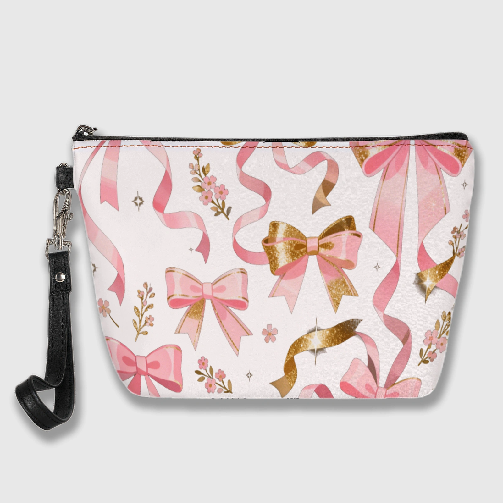 Pink Bow PU Cosmetic Pouch - Ideal Gift for Her