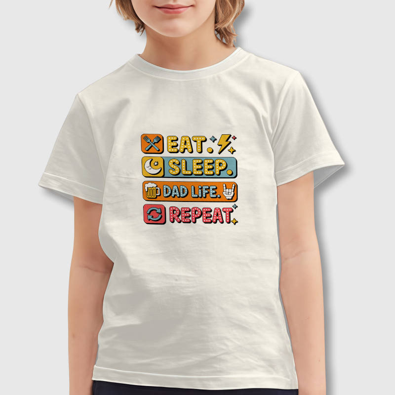Funny Eat Sleep Dad Life Kids T-Shirt for Father's Day Gift