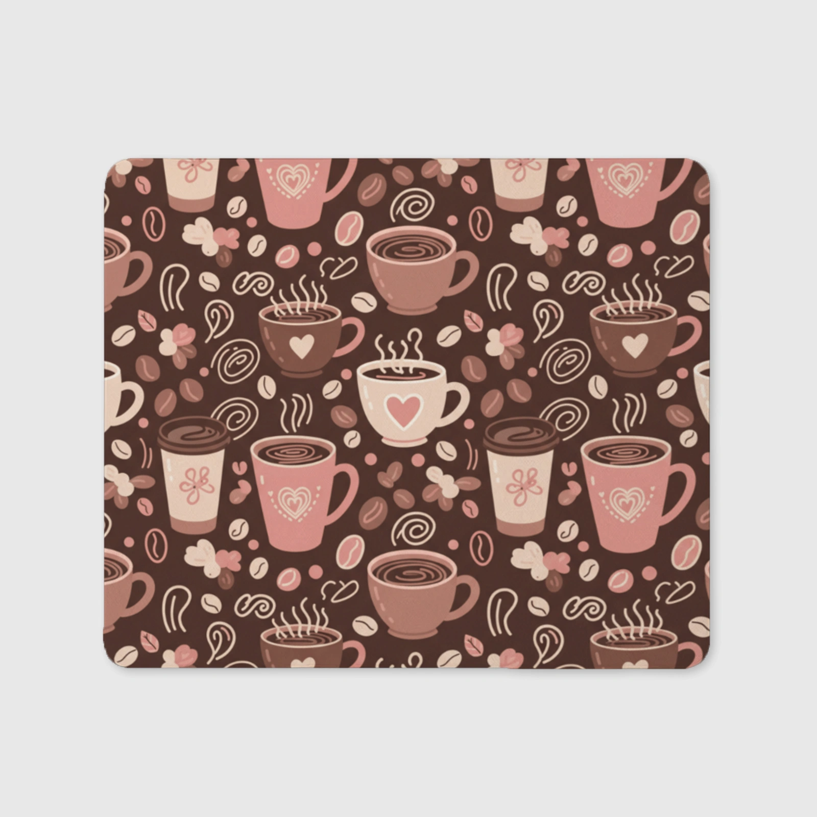 Coffee Heart Pattern Non-Slip Mouse Pad for Coffee Lovers Daily Use