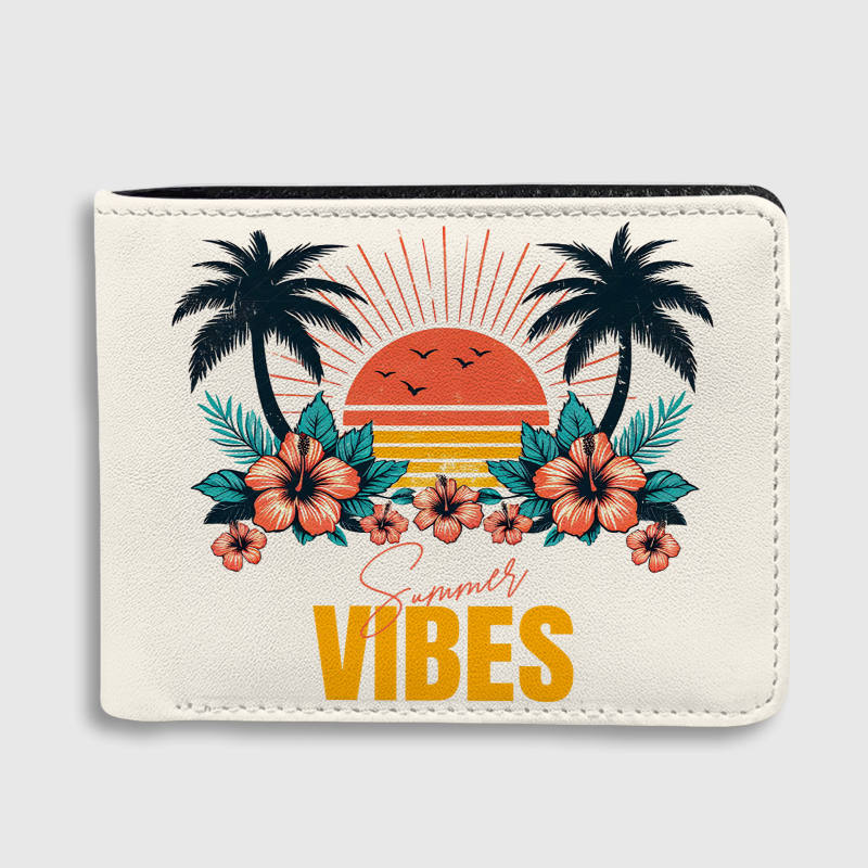 Summer Vibes Tropical Bifold Wallet for Beach Lovers Birthday Vacation Gifts