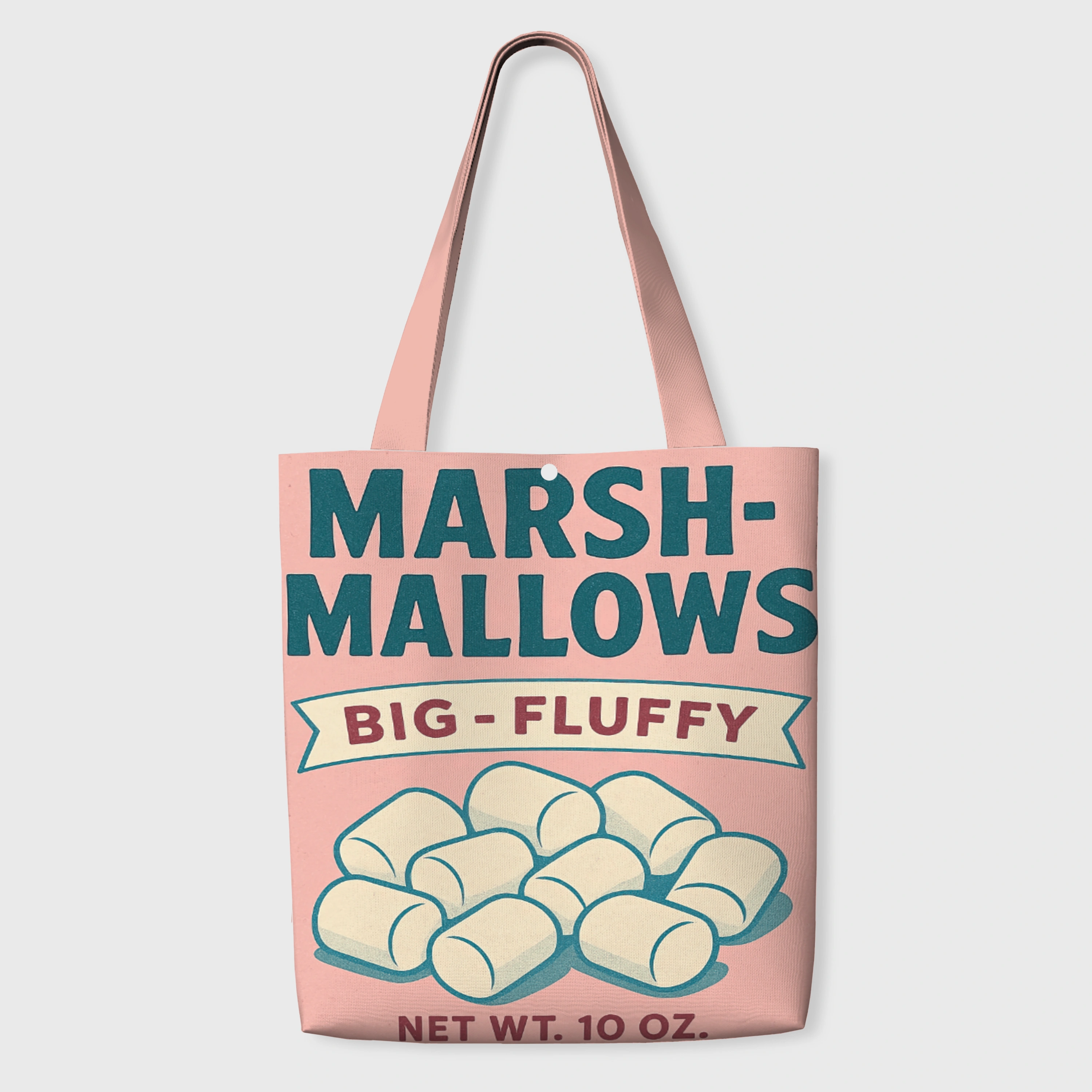 Retro Marshmallow Print Tote Bag for Snack Lovers Daily Use