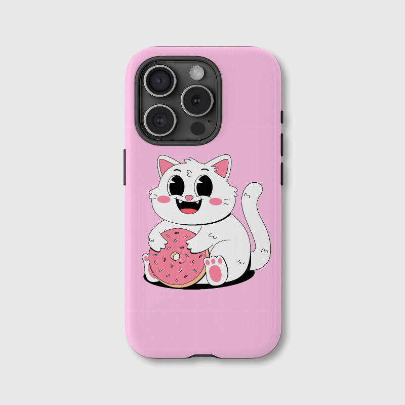 Cute Pink Cat Donut Magnetic iPhone Case for Cat Lovers Birthday & Holiday Gifting