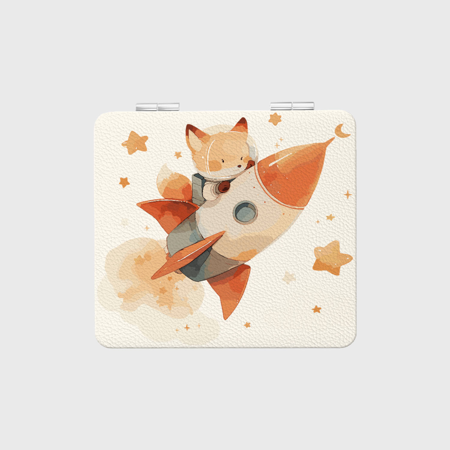 Cute Space Fox Compact Makeup Mirror for Girls Gift