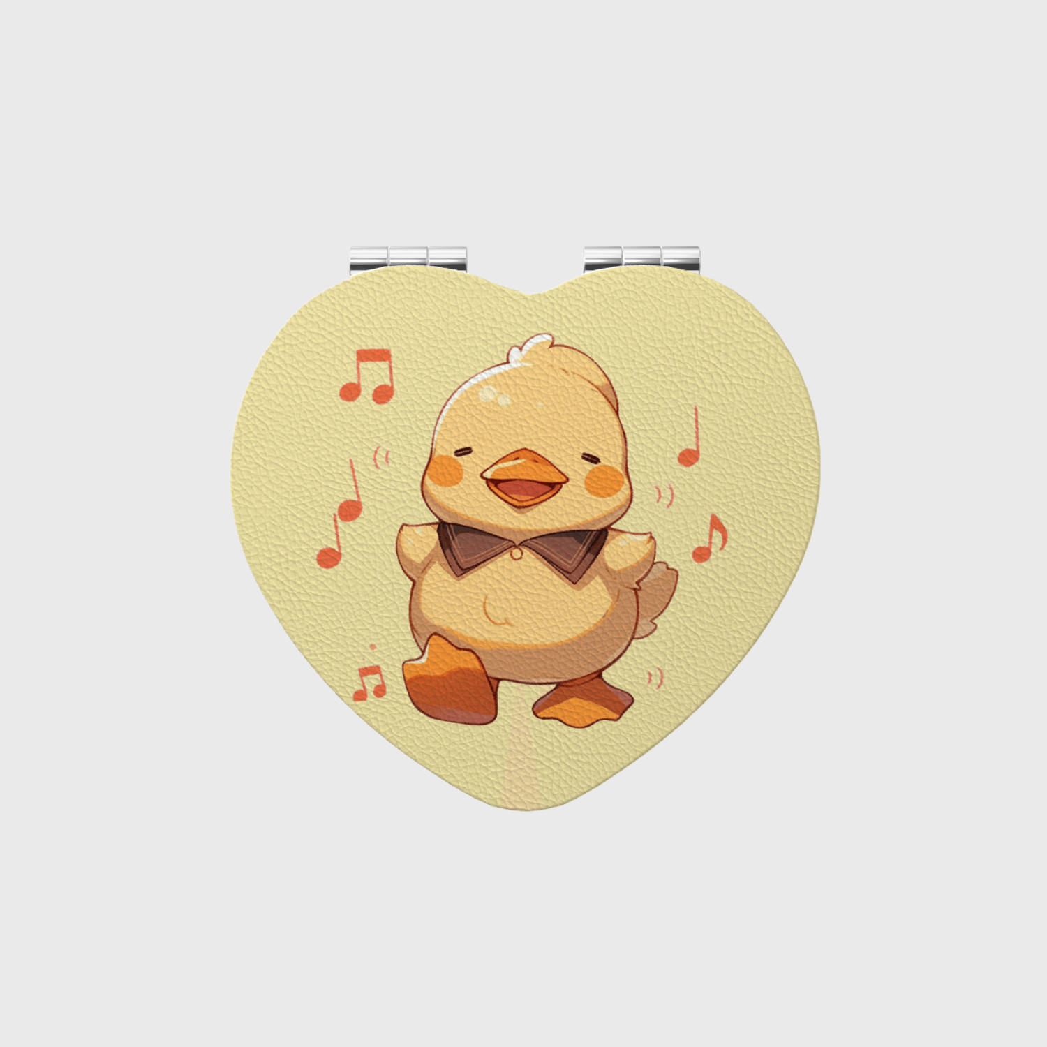 Cute Singing Duck Heart Shaped Pocket Makeup Mirror for Birthday Gifts