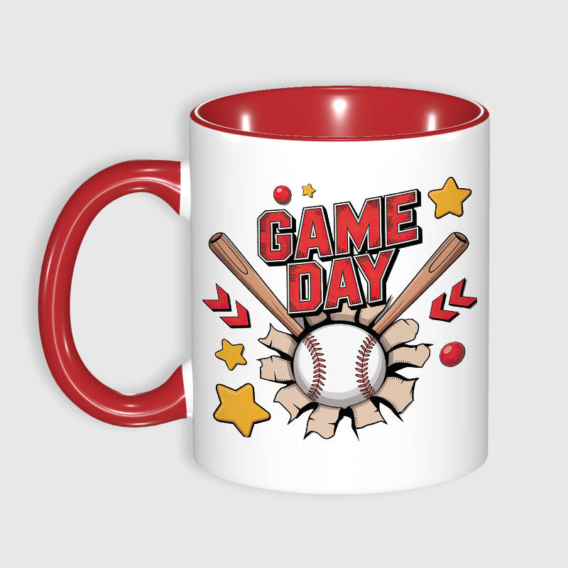 11oz Baseball Game Day Ceramic Mug For Baseball Fans Gift