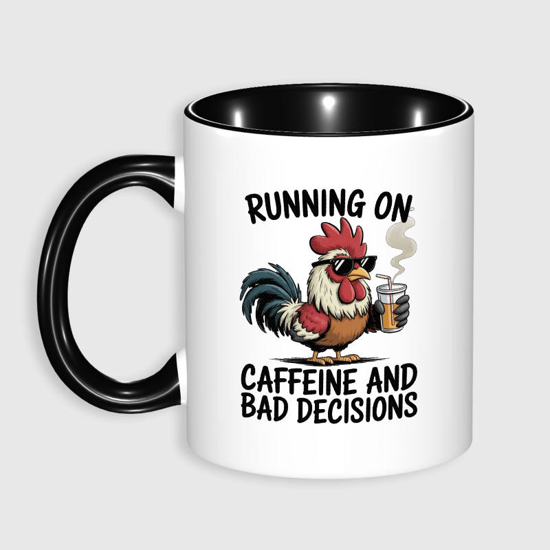 Funny Rooster Caffeine Quote 11oz Mug for Coffee Lovers Gift