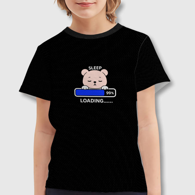 Cute Sleep Loading Bear Kids T-Shirt for Daily Wear