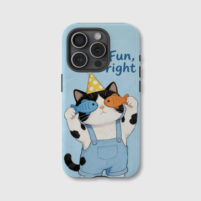 Cute Fish Holding Cat Magnetic Phone Case for Animal Lovers Birthday & Holiday Gifts