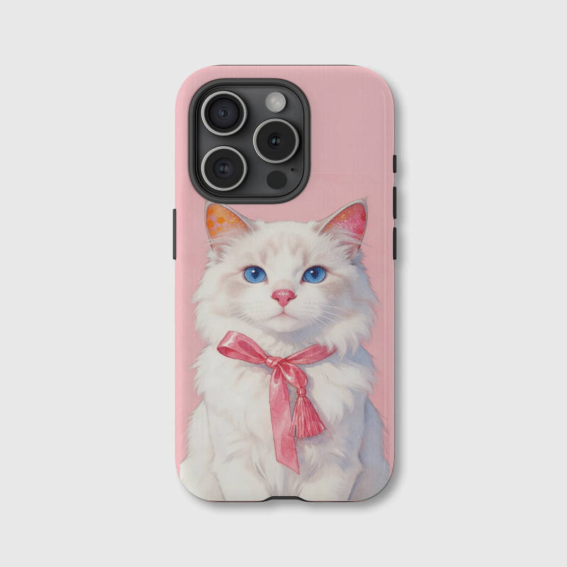 Cute Pink Cat Magnetic iPhone Case for Cat Lovers Birthday & Holiday Gifts