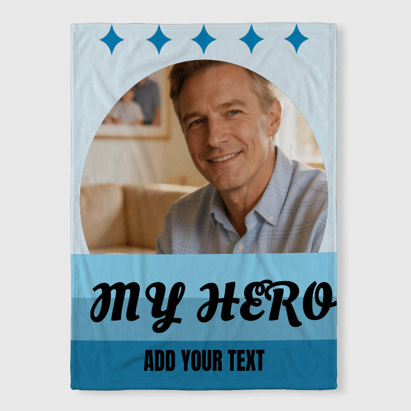 Custom Photo My Hero Fleece Blanket for Dad Father's Day Gift