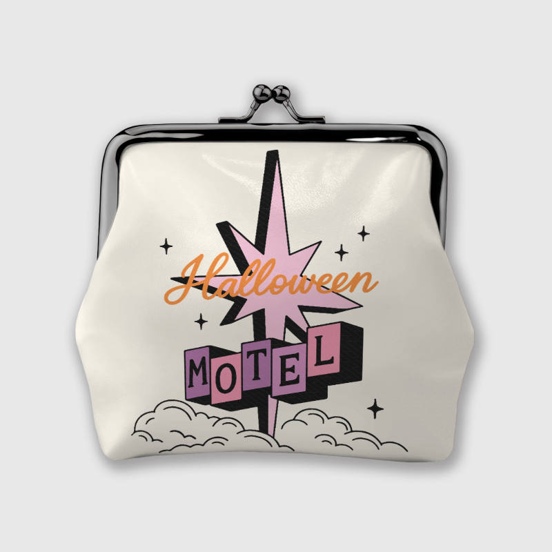 Retro Halloween Motel Mini Coin Purse for Spooky Fans Gift
