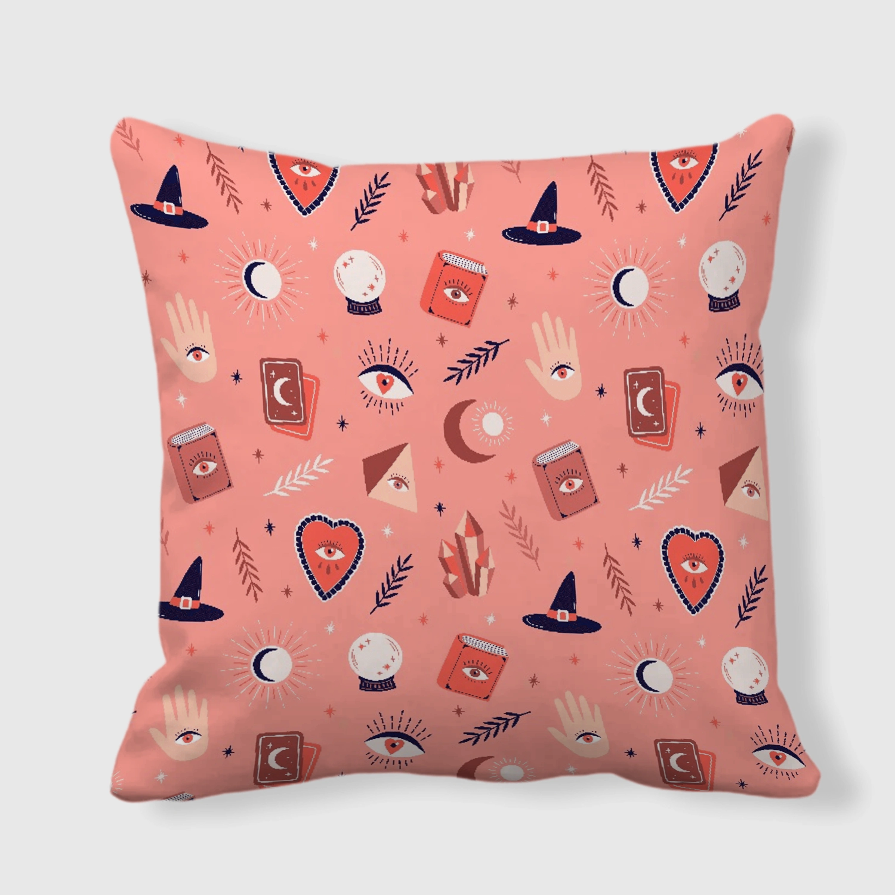 Pink Witch Occult Throw Pillow for Home Decor & Gifting