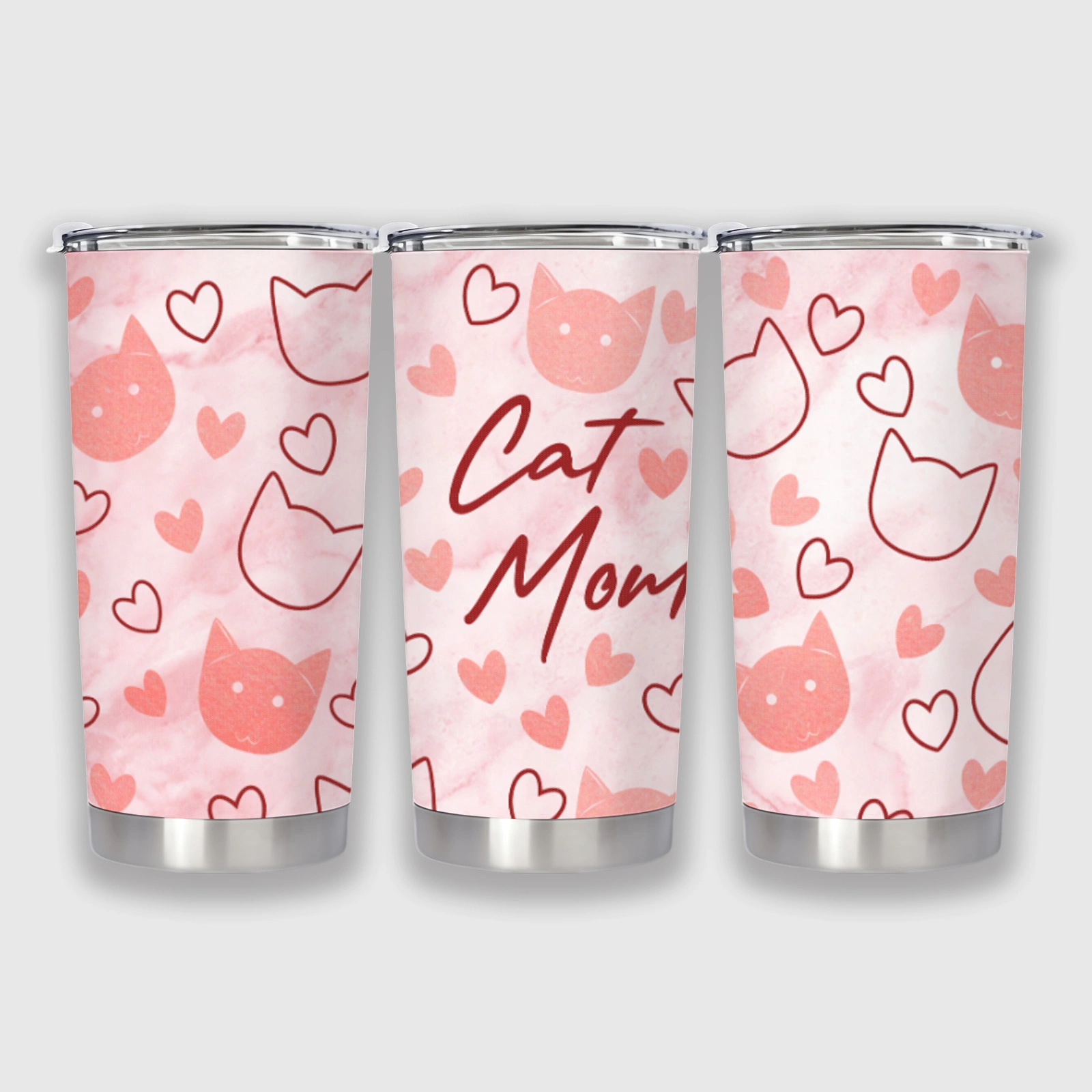 Cat Mom Insulated Stainless Steel Tumbler Cute Gift for Cat Lovers Birthday Mother's Day