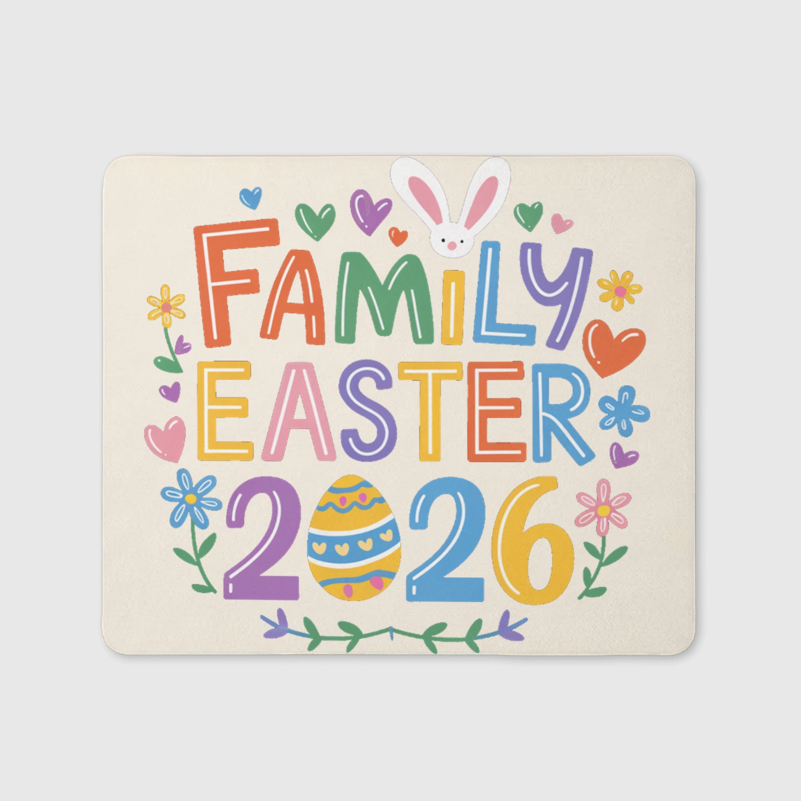 2026 Family Easter Floral Bunny Mouse Pad for Home Office Gift