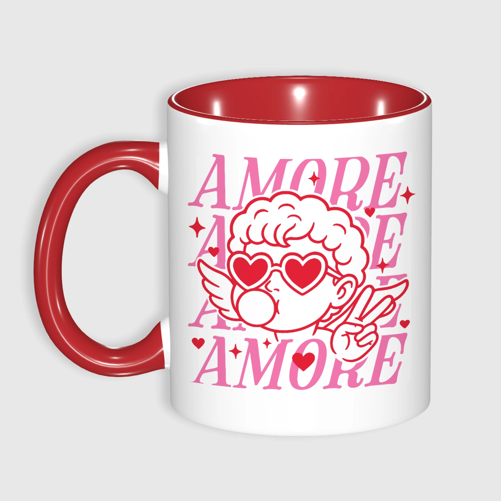 Amore Cupid Red Accent Mug - 11oz Photo & Text Valentine's Day Gift