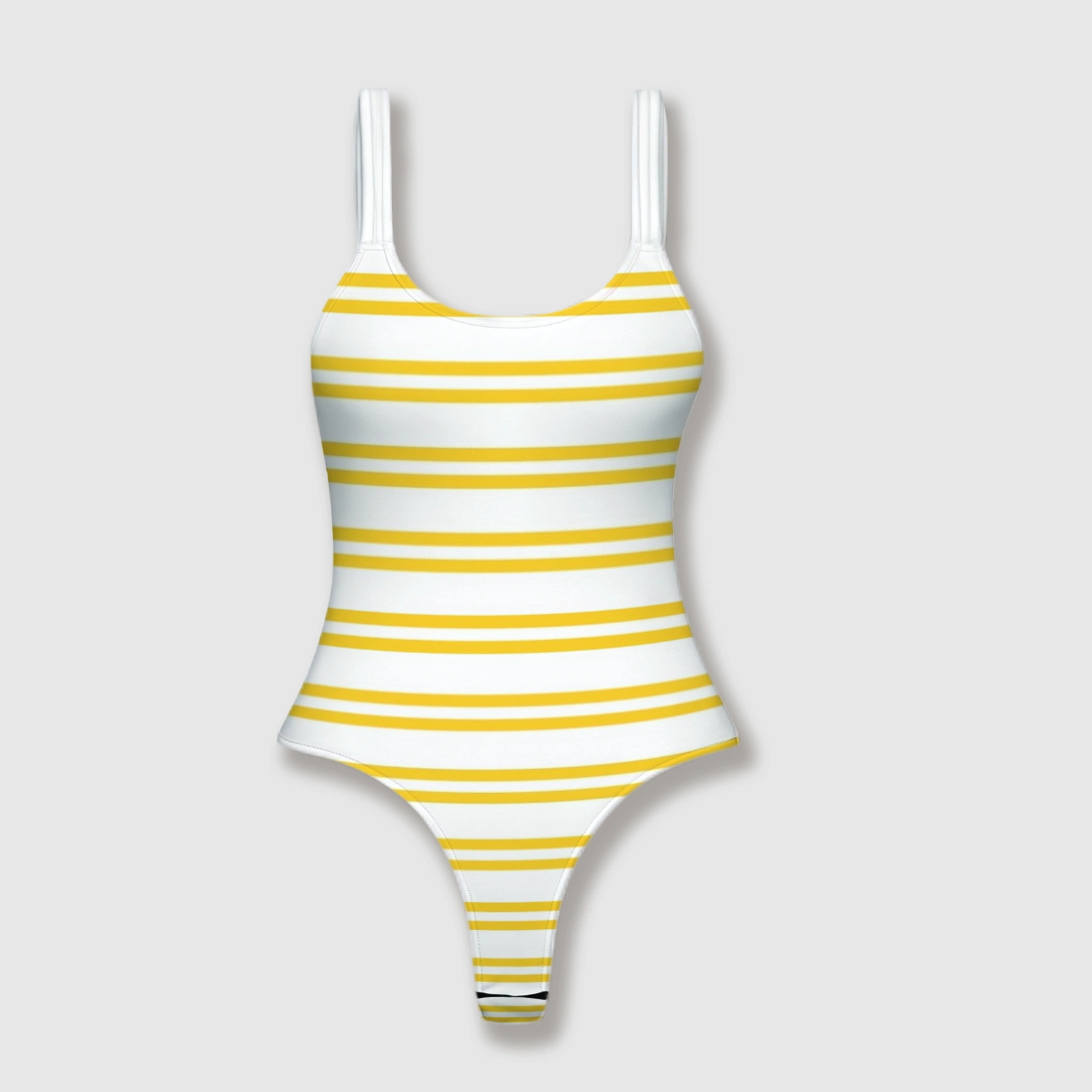 Yellow Stripe One Piece Bodysuit for Women Summer Beach Wear