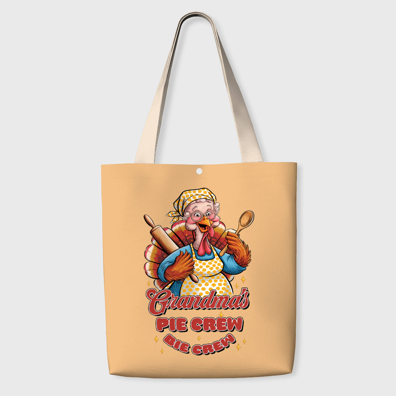 Funny Grandma Turkey Pie Crew Tote Bag for Thanksgiving Gift