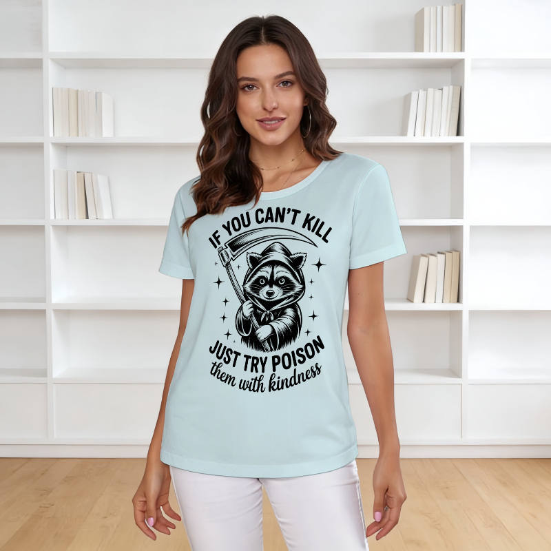 Funny Raccoon Sarcastic Women's T-Shirt for Friend Gift Daily Wear