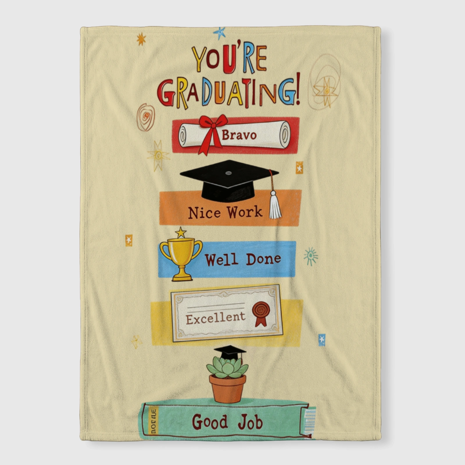 Grad Cap Fleece Blanket for Grads Grad Gift
