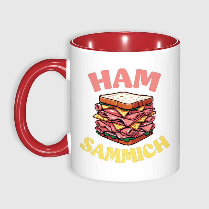 Ham Sammich Red Accent Coffee Mug for Food Lovers Daily Use