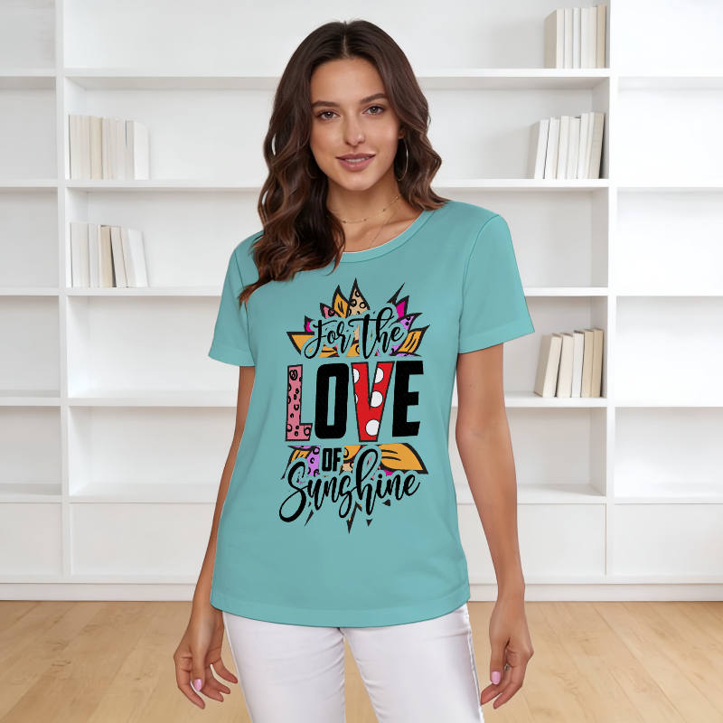 'For The Love Of Sunshine' Quote T-Shirt For Women Summer Casual