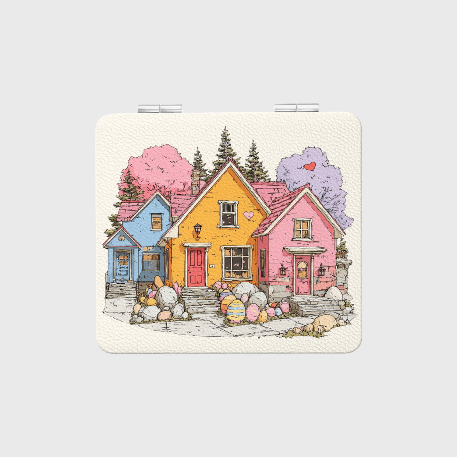 Cute Colorful Cottage Square Pocket Makeup Mirror for Women Birthday Bridesmaid Easter Gifts