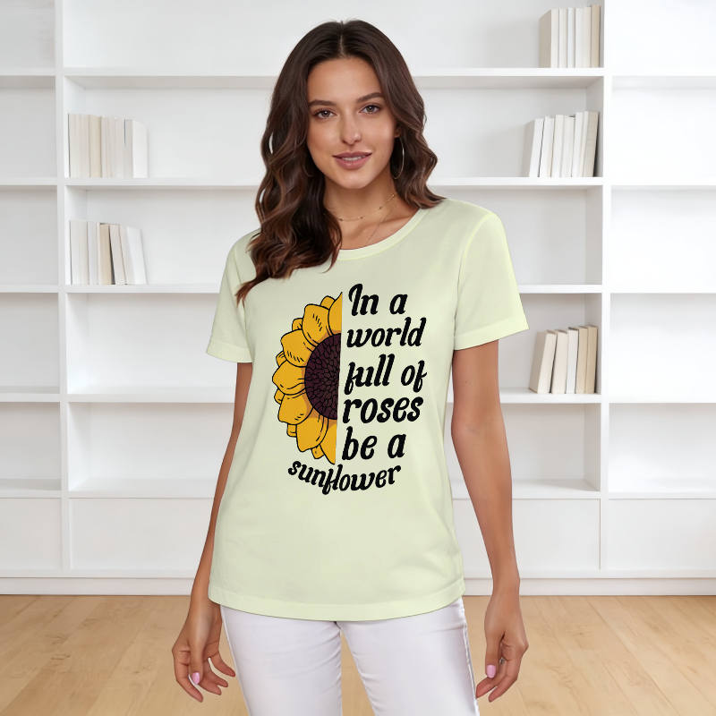 Sunflower Quote Women's Short Sleeve Tee for Casual Gifting