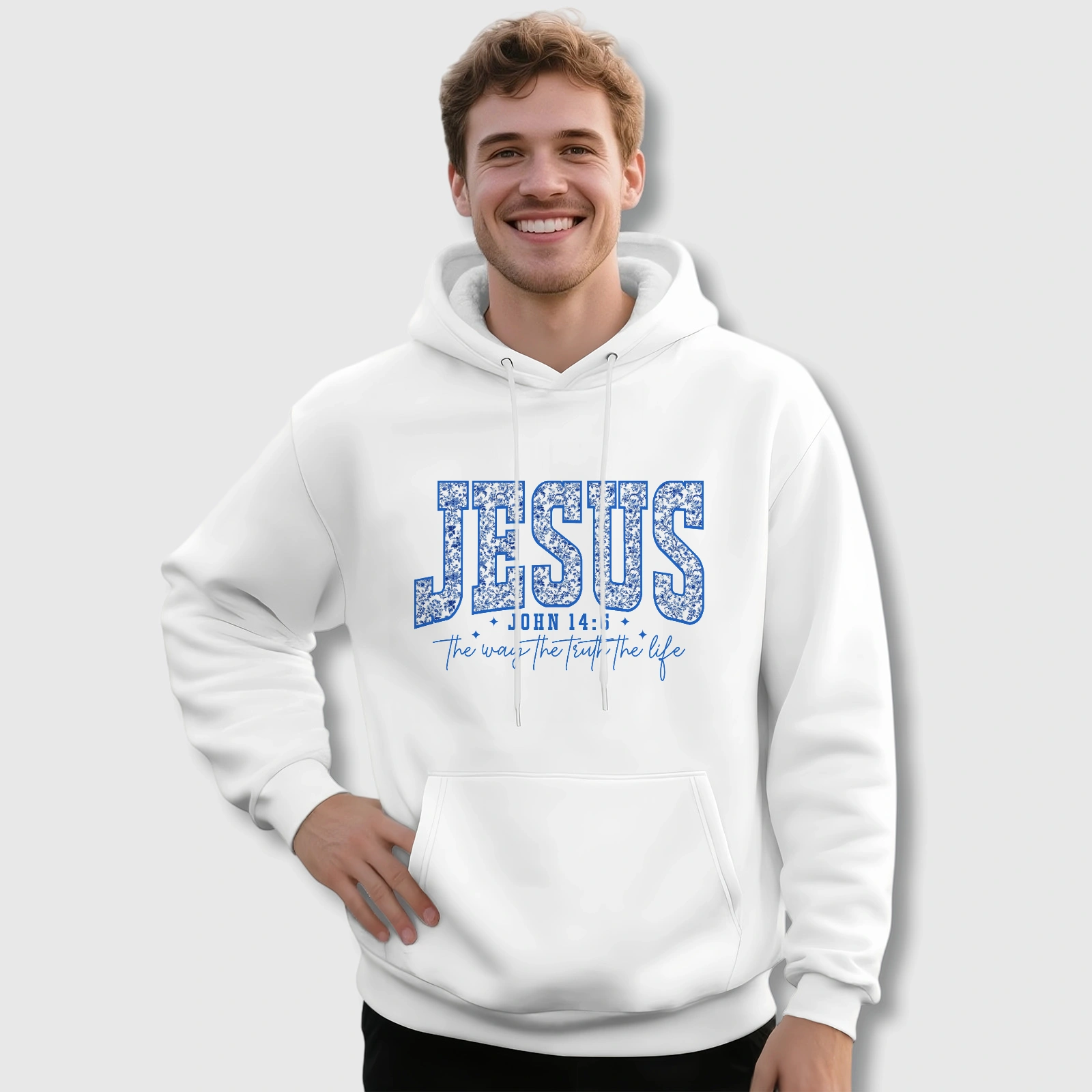 Floral Jesus John 14:6 Hoodie for Christian Faith Gifts