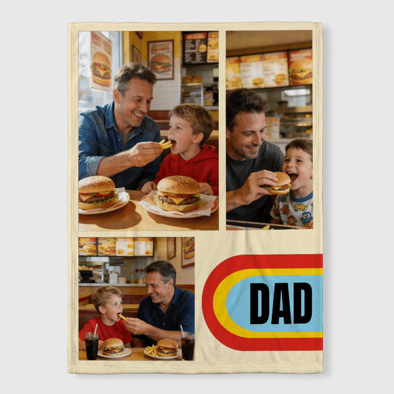 Custom Photo Collage Fleece Blanket for Dad Father's Day Gift