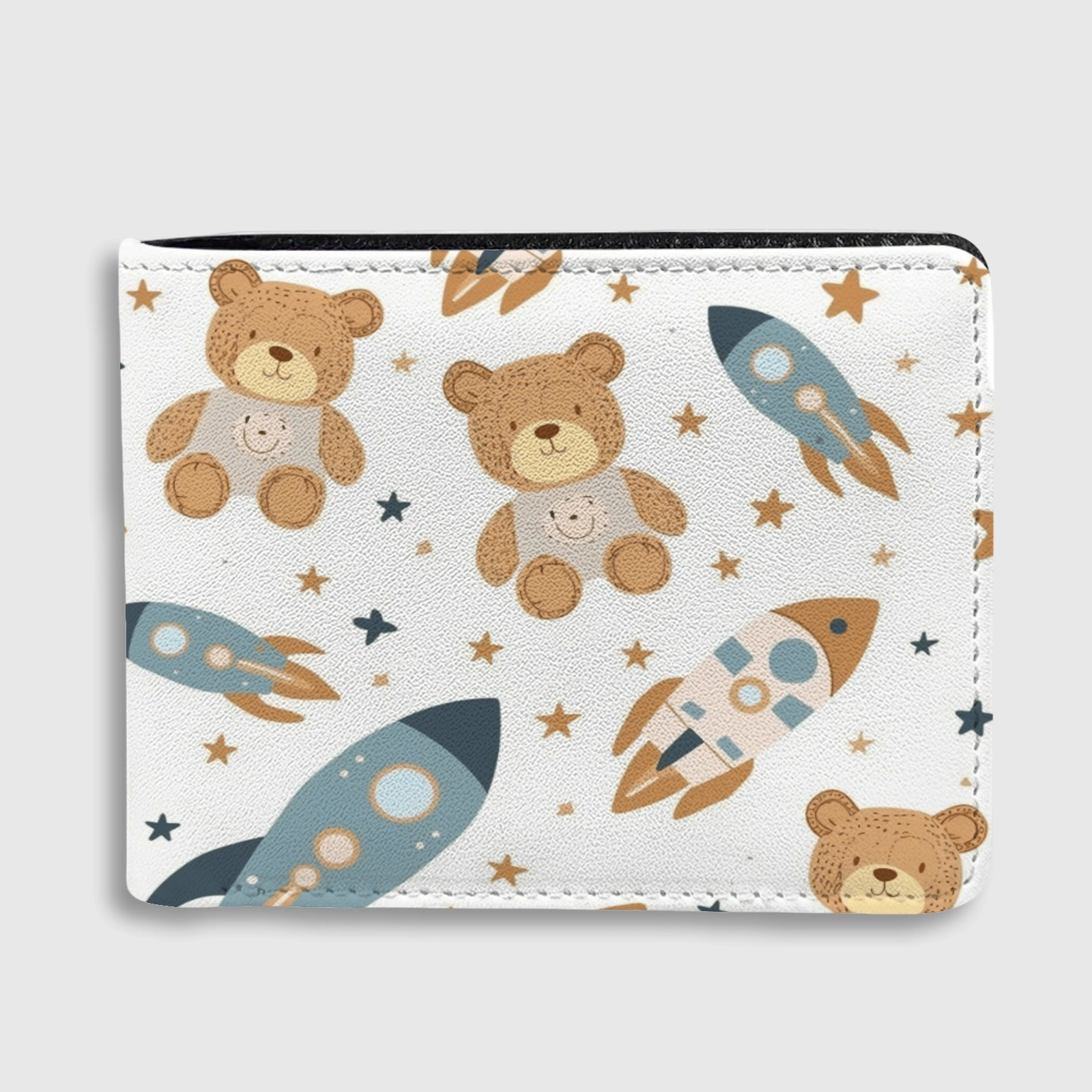 Space Teddy Bear Bifold Wallet for Kids Birthday Gift
