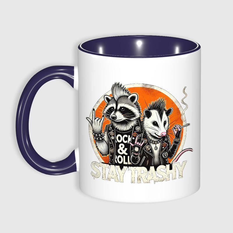 Funny Punk Animal Blue Accent Coffee Mug for Rock Fans