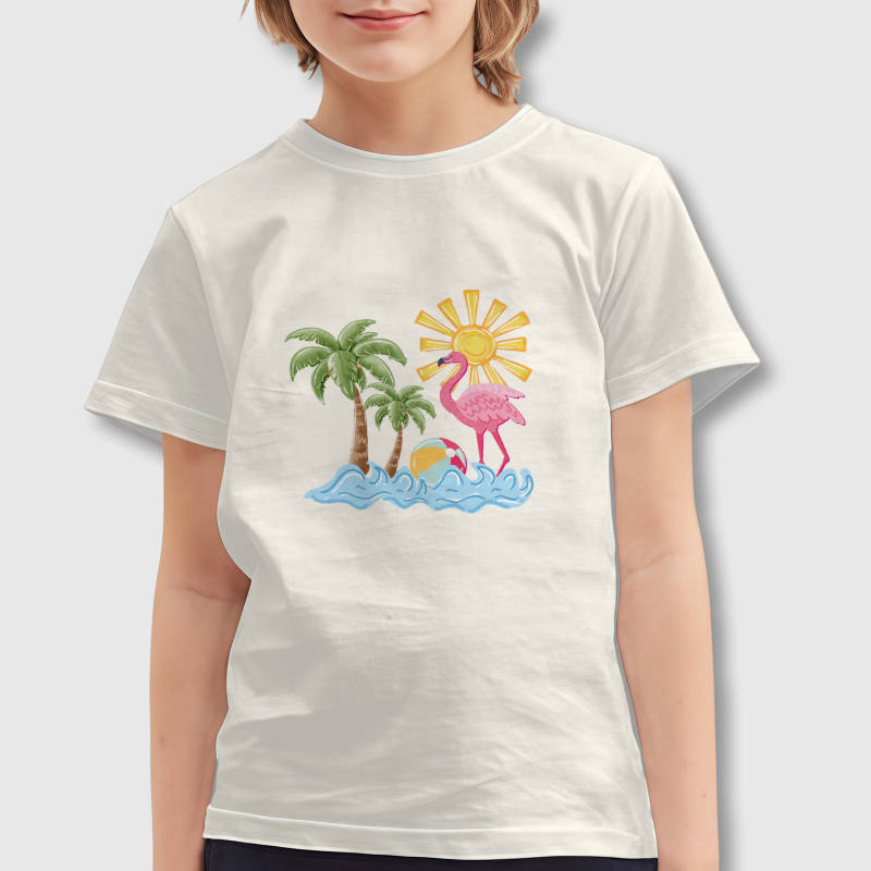 Tropical Flamingo Kids T-Shirt for Summer Daily Wear