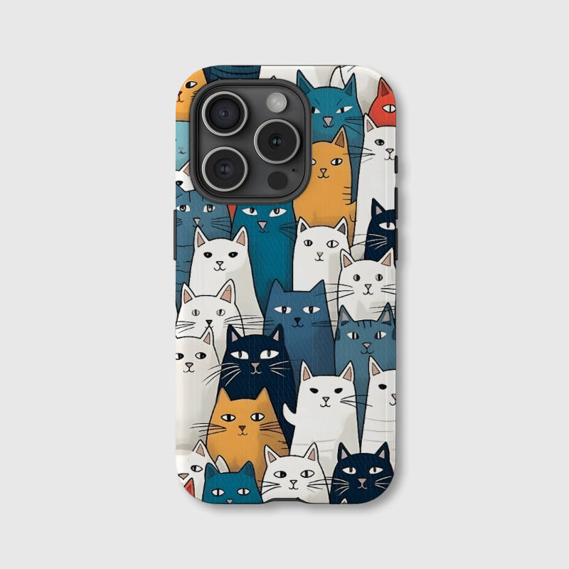 Cute Cartoon Cat Print Magnetic Phone Case for Cat Lovers Birthday Holiday Gifts