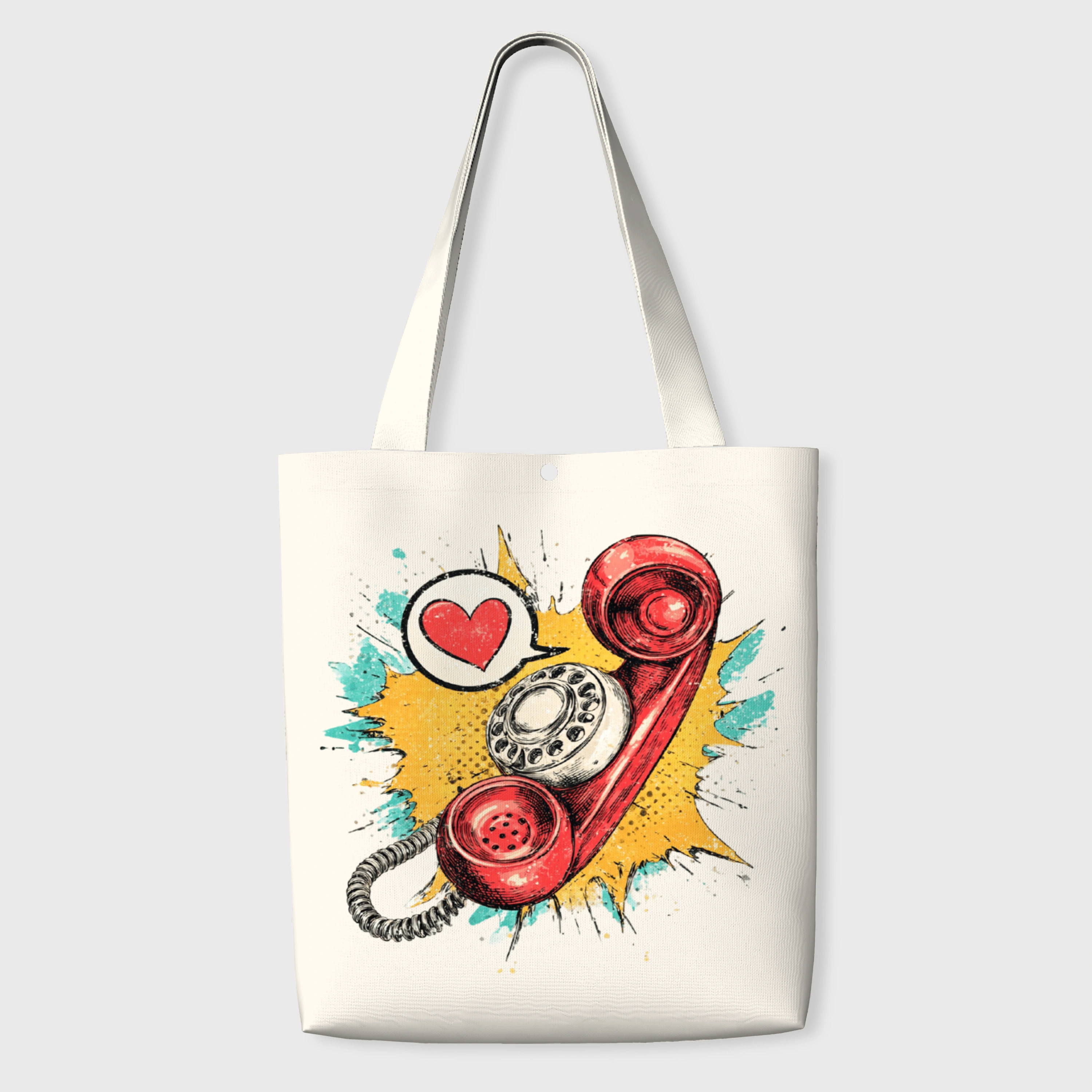 Retro Heart Rotary Phone Tote Bag for Valentine's Daily Use