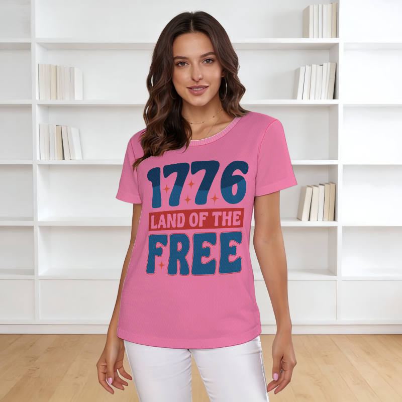 1776 Patriotic Quote Crew Neck Tee for Women Daily Wear