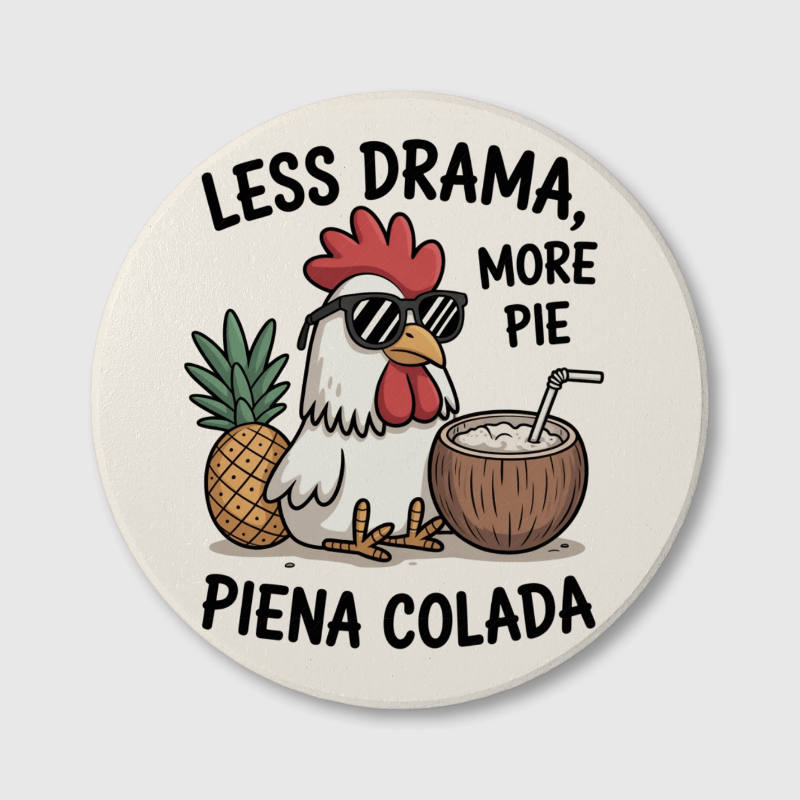 Funny Chicken Piña Colada Ceramic Coaster for Summer Gift