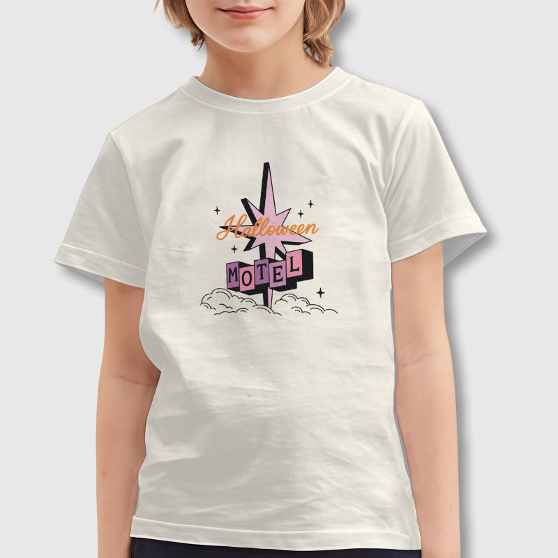 Retro Halloween Motel Kids T-Shirt for Halloween Daily Wear