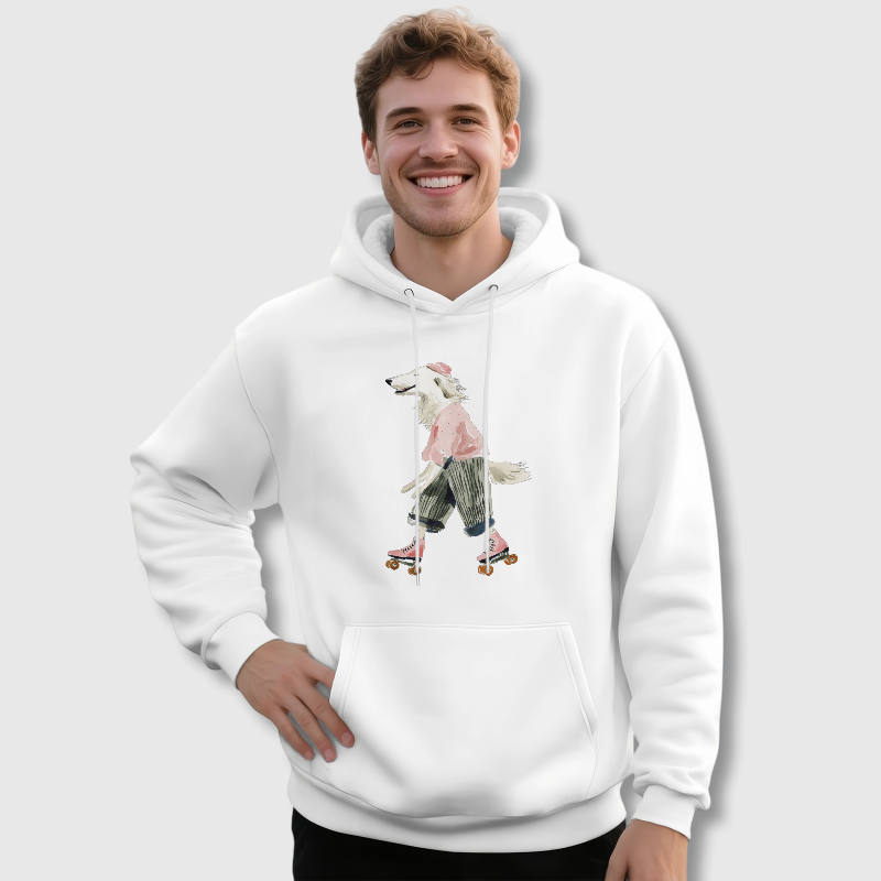 Funny Roller Skating Dog Hoodie for Pet Lovers Daily Wear