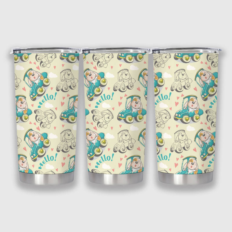Puppy Car Print 20oz Insulated Tumbler for Pet Lovers