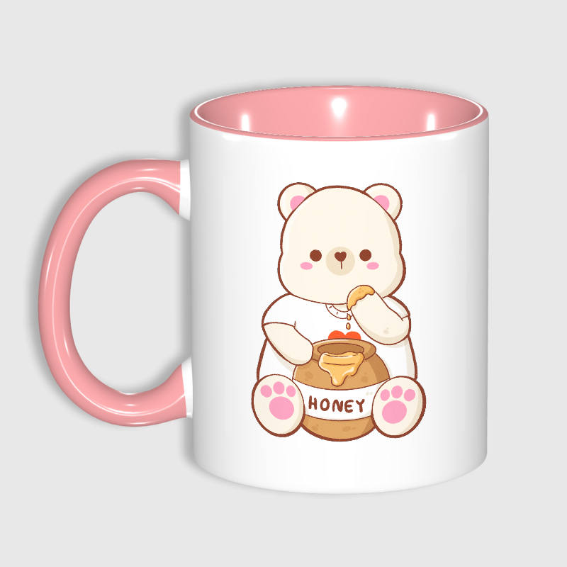 Cute Honey Bear Pink Ceramic Mug for Bear Lovers Daily Use