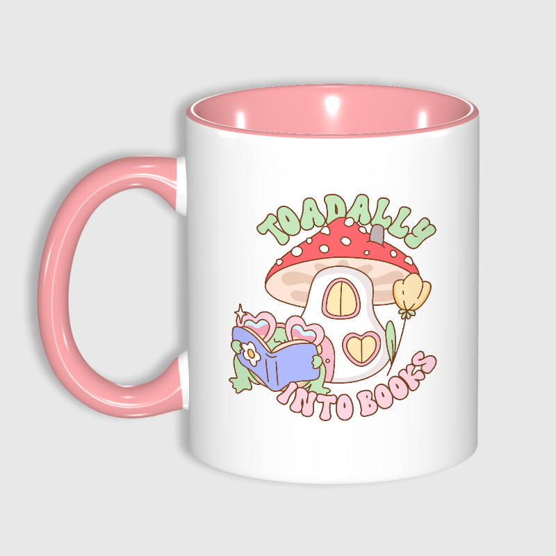 Cottagecore Toad Reading Pun Mug for Book Lovers Gift