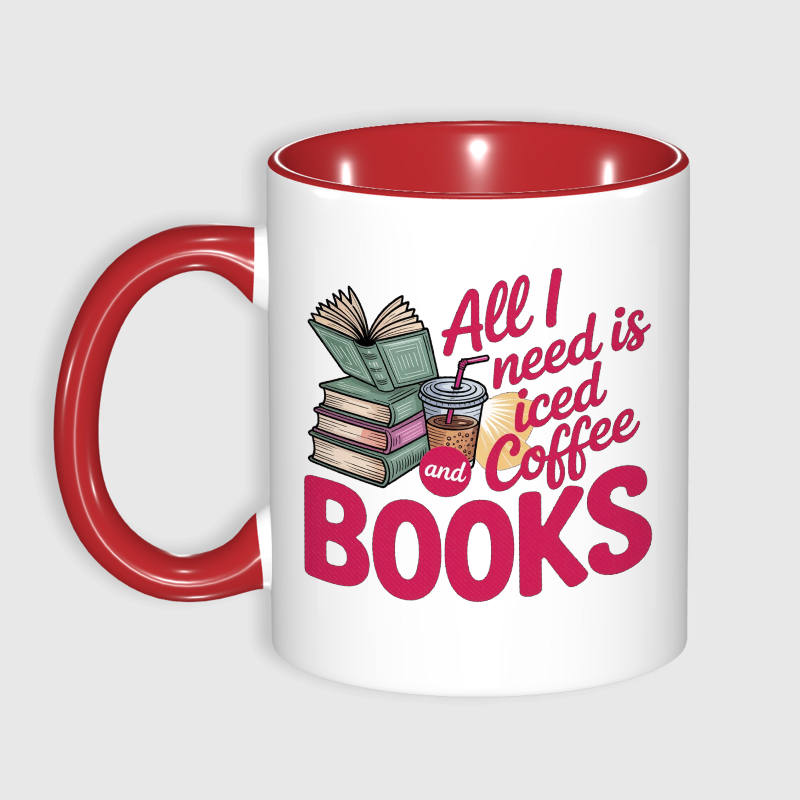 Iced Coffee & Books Quote Mug for Readers Daily Use