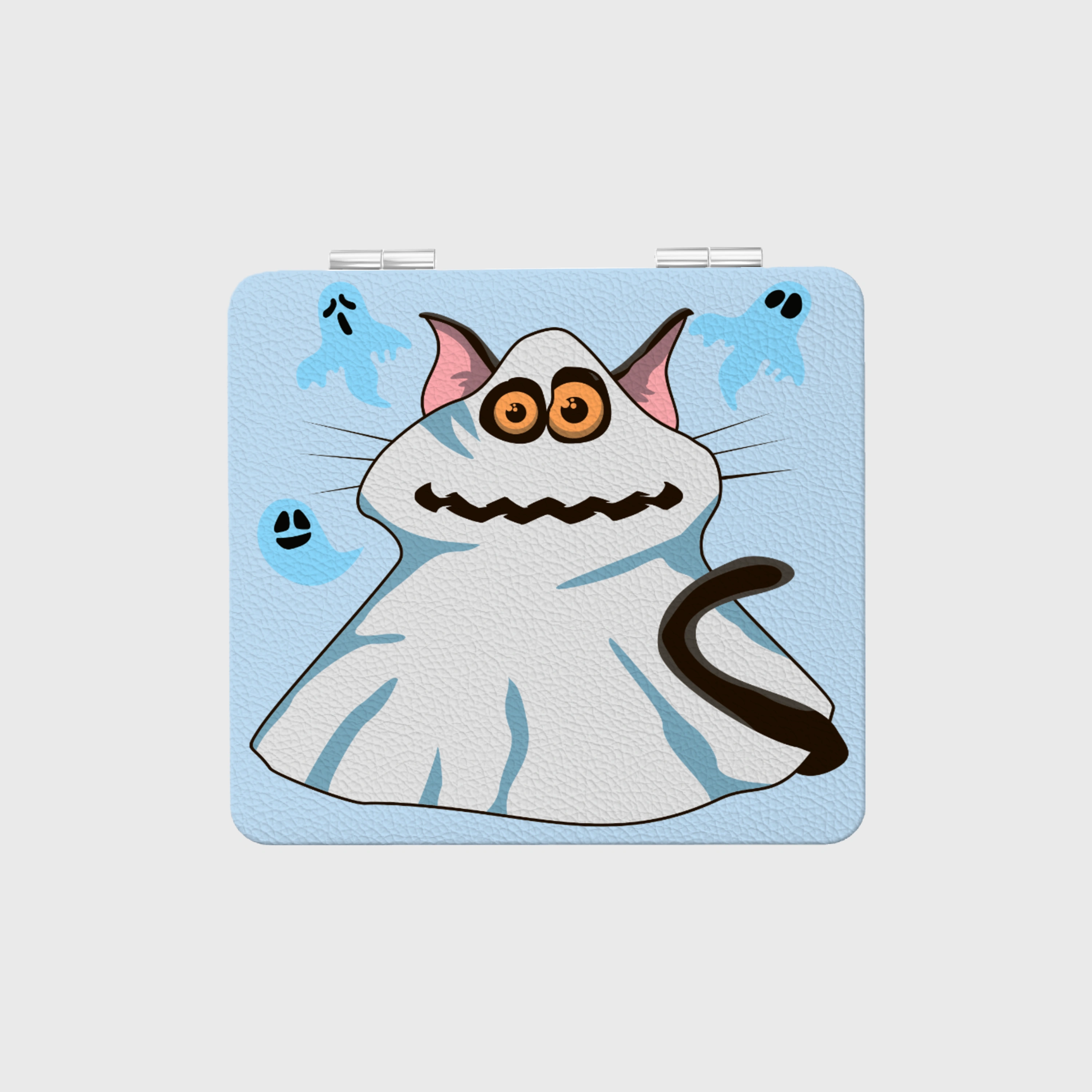 Ghost Cat Portable Pocket Makeup Mirror - Halloween Gift for Cat Lovers