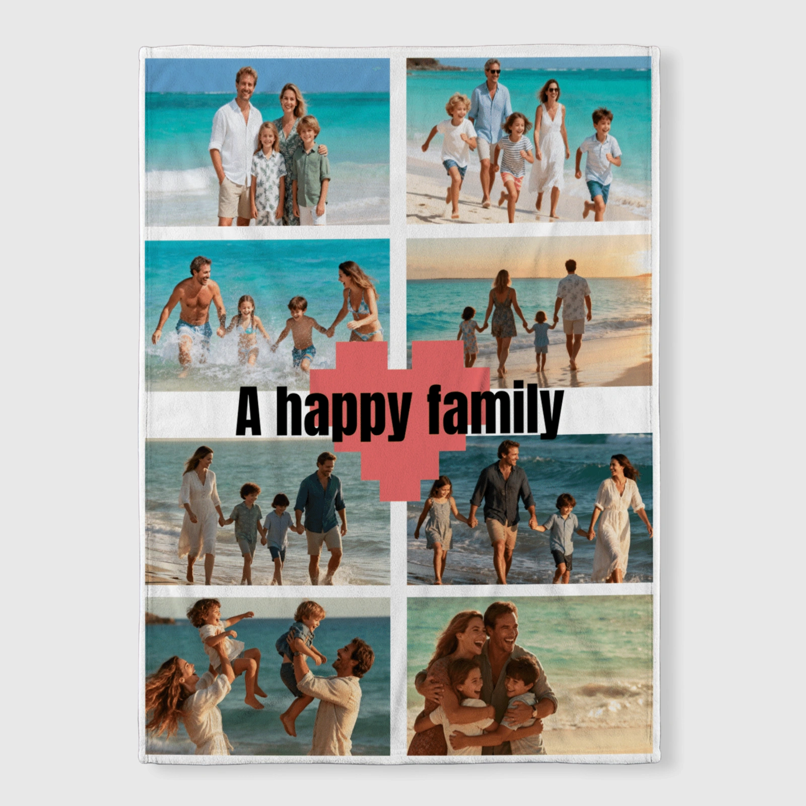 Custom Family Beach Photo Collage Blanket for Gift