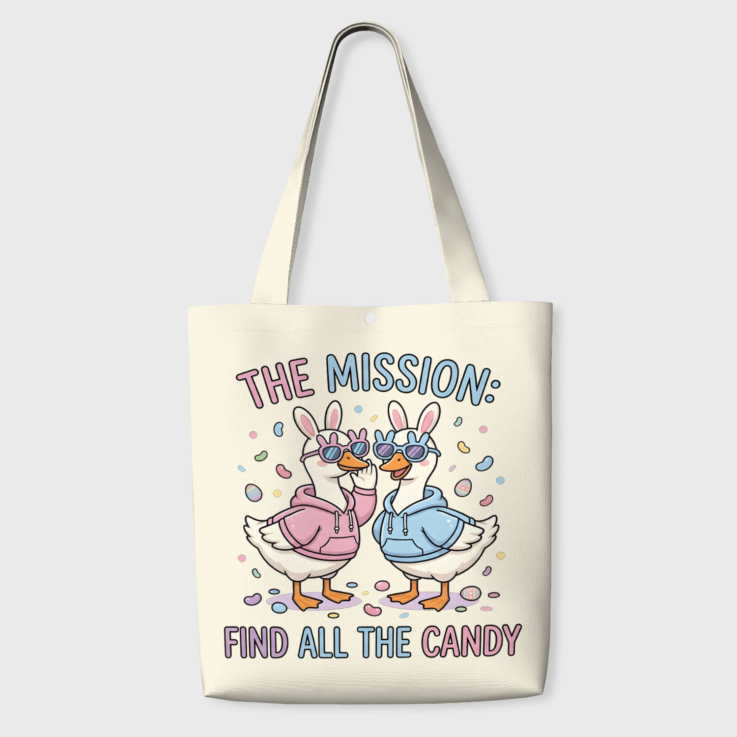 Funny Easter Duck Tote Bag for Easter Candy Hunt Gift