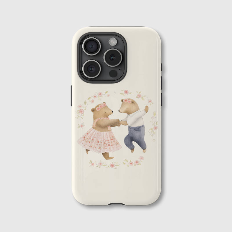Cute Dancing Bears Magnetic iPhone Case | Couple Gift for Anniversary Valentine's Day