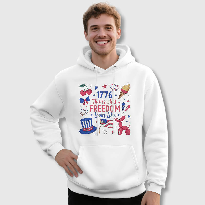 Patriotic 1776 Freedom Hoodie for Men 4th of July